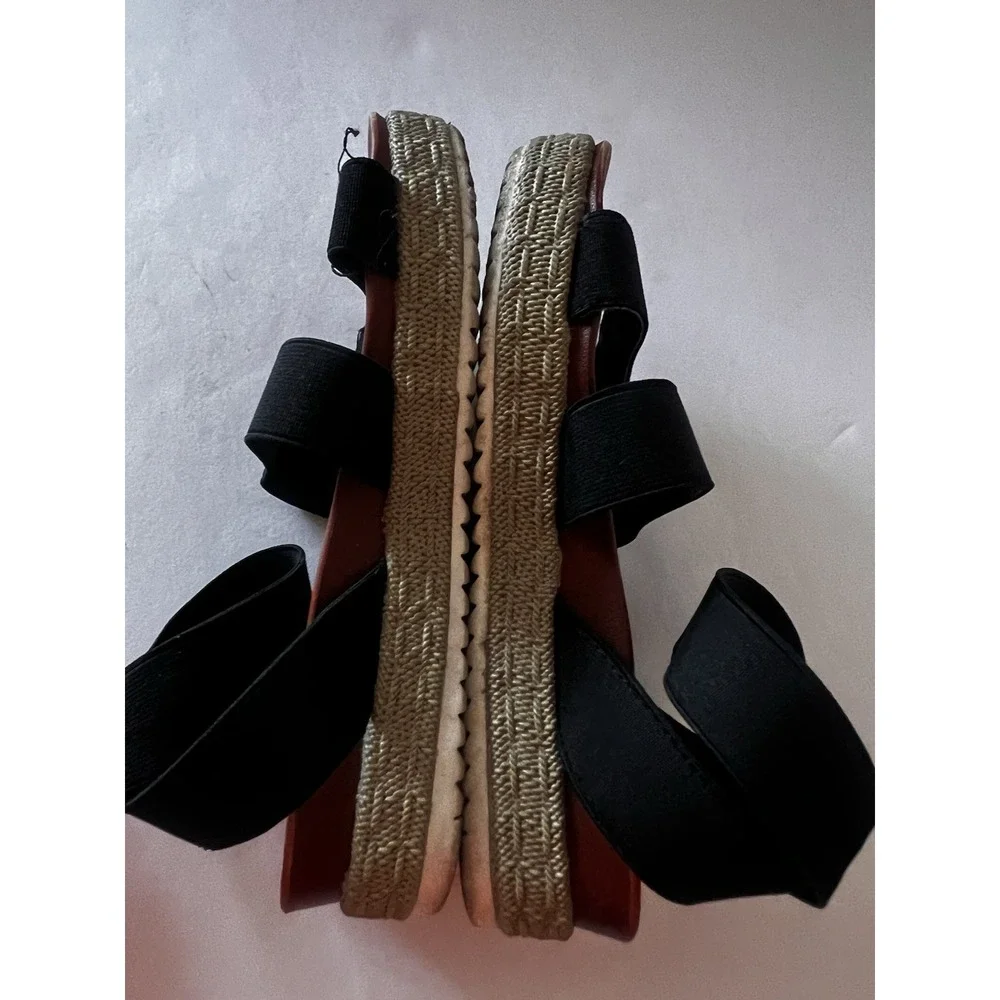 HOTCAKES Girls 13 Shoes Sandals Stretch Straps Black Platform Vacation Strappy